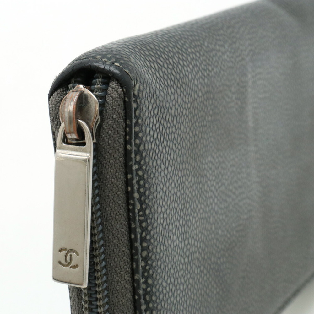CHANEL Gray Caviar Leather Logo Wallet - Picture 5 of 9